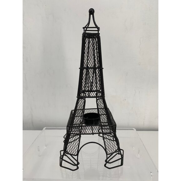 Black Metal Eiffel Tower Tea Light Candle Holder Decorative Accent - Picture 1 of 6